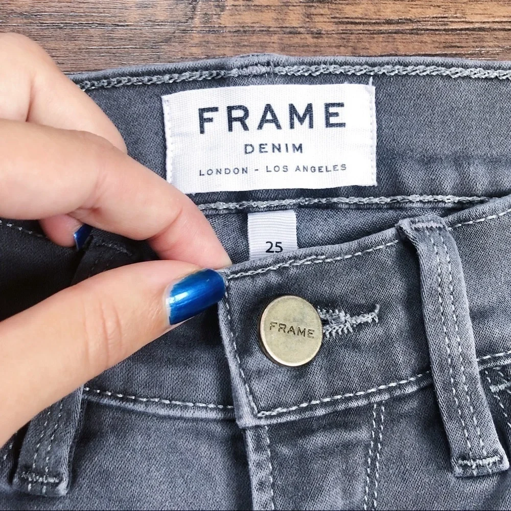 Frame • Le Skinny de Jeanne grey jeans ankle cropped denim mid rise - Picture 5 of 9